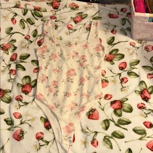 Floral Pink and White  One Piece